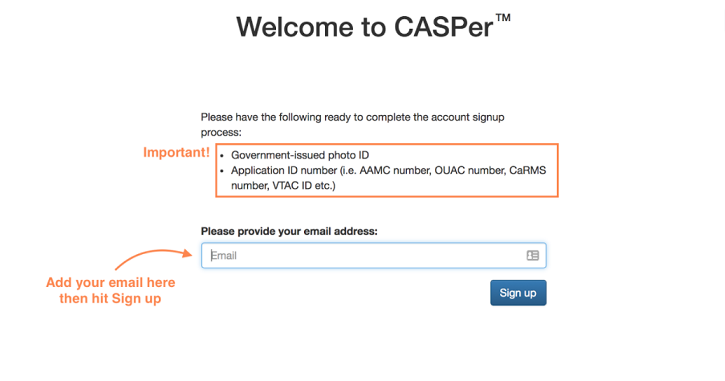email form on CASPer